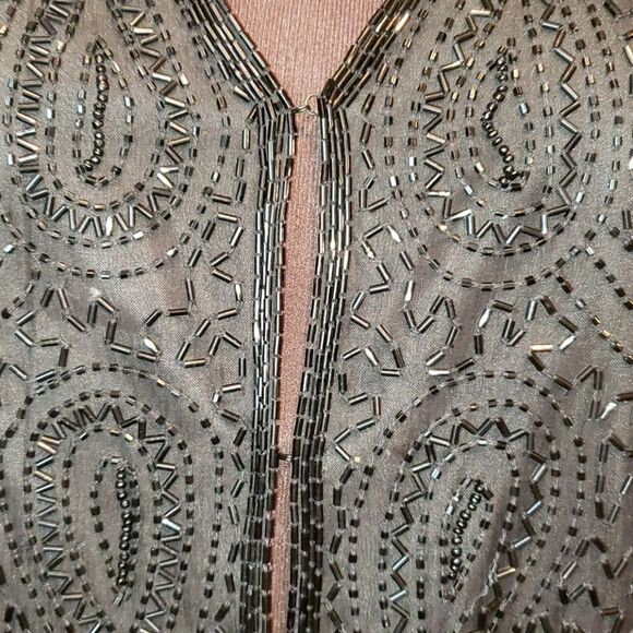VNTG Silky Nites NY Pure Silk Beaded Jacket - Picture 3 of 9